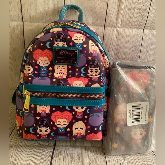 Loungefly Hocus Pocus chibi AOP backpack + wallet - Picture 1 of 3